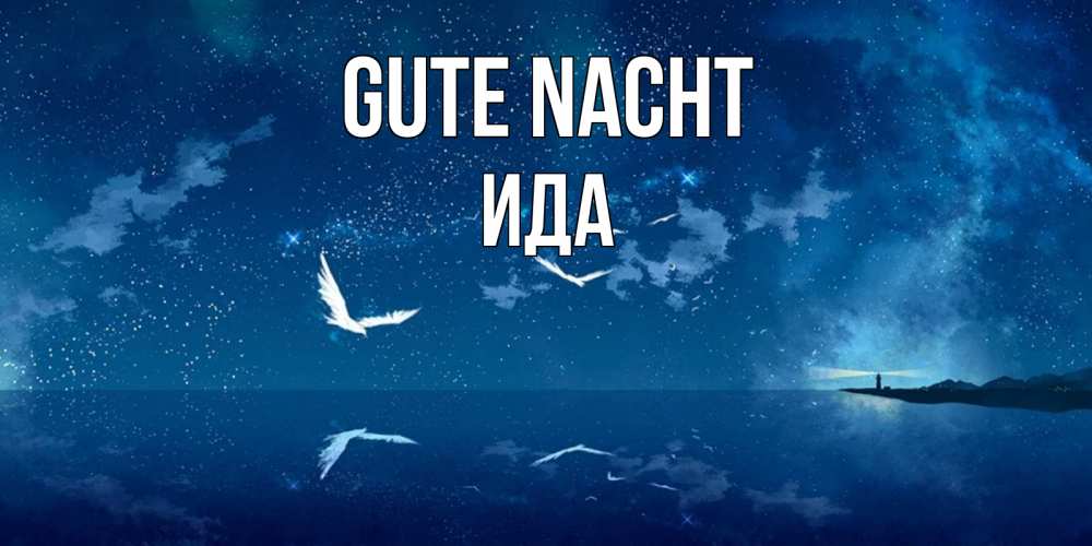 Открытка на каждый день с именем, Ида Gute Nacht птицы летят на фоне ночного неба Прикольная открытка с пожеланием онлайн скачать бесплатно 