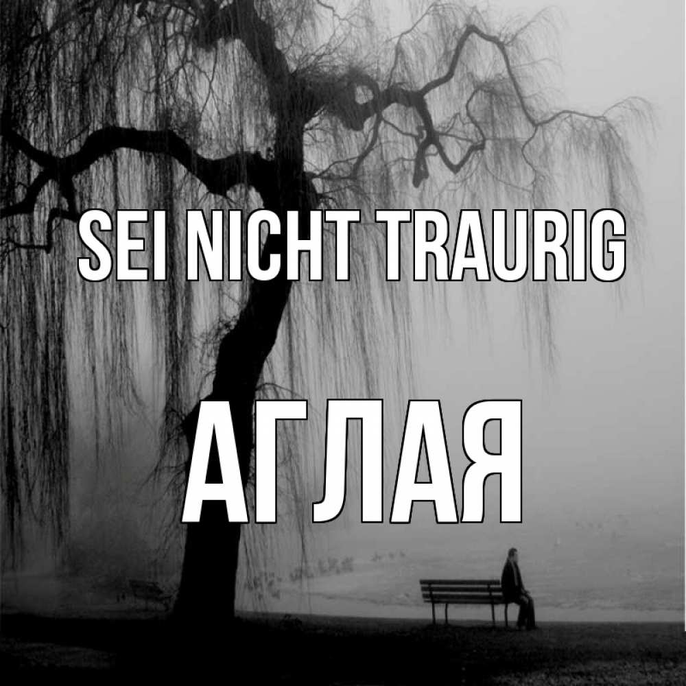 Открытка на каждый день с именем, Аглая Sei nicht traurig висящие ветки дерева и лавочка под деревом Прикольная открытка с пожеланием онлайн скачать бесплатно 