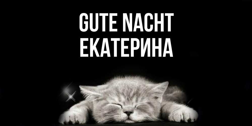 Открытка на каждый день с именем, Екатерина Gute Nacht спящий котик Прикольная открытка с пожеланием онлайн скачать бесплатно 