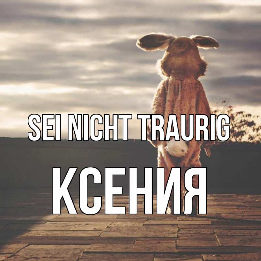 Открытка на каждый день с именем, Ксения Sei nicht traurig со спины Прикольная открытка с пожеланием онлайн скачать бесплатно 
