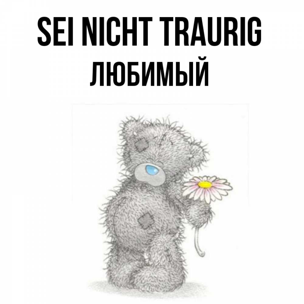 Открытка на каждый день с именем, Любимый Sei nicht traurig Плюшевый медвежонок с заплатками Прикольная открытка с пожеланием онлайн скачать бесплатно 