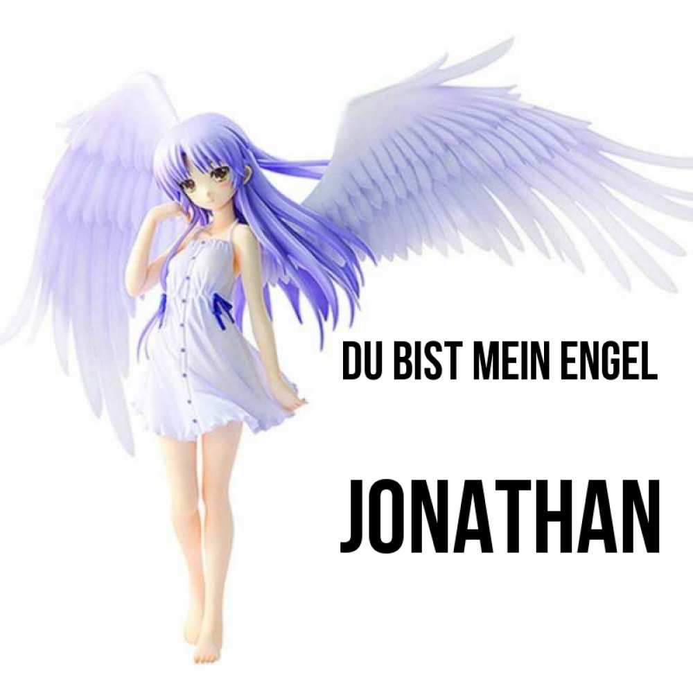 Открытка на каждый день с именем, Jonathan Du bist mein Engel девушка ангел с фиолетовыми крыльями Прикольная открытка с пожеланием онлайн скачать бесплатно 