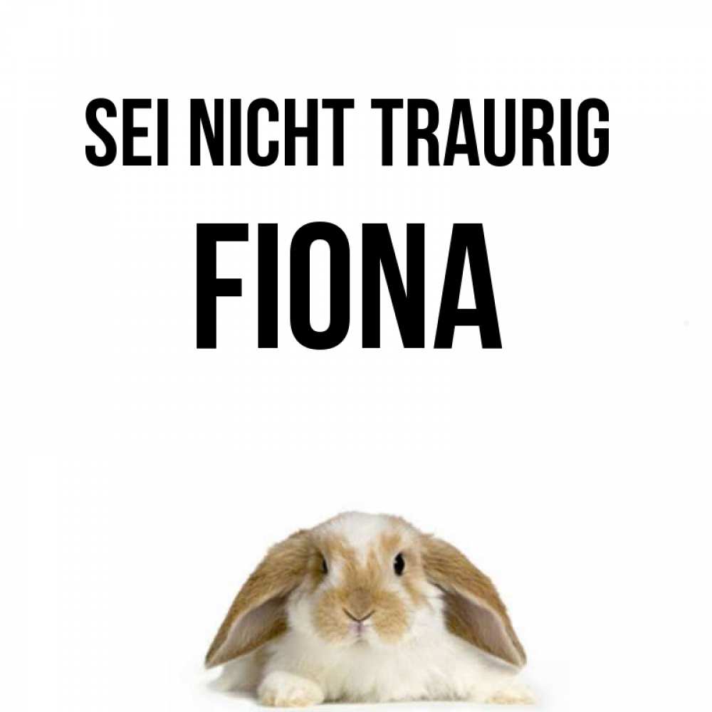 Открытка на каждый день с именем, Fiona Sei nicht traurig коричнево белый заяц с большими ушками Прикольная открытка с пожеланием онлайн скачать бесплатно 