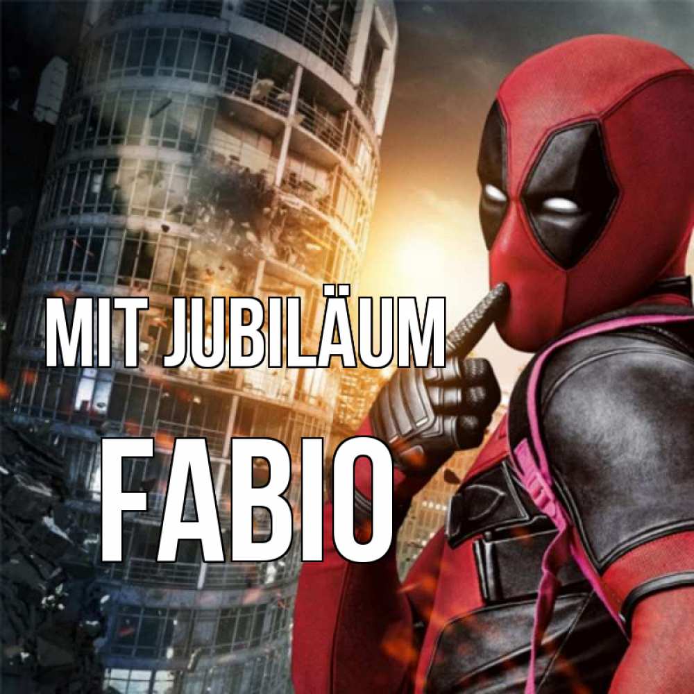 Открытка на каждый день с именем, Fabio Mit Jubiläum с супергероями Прикольная открытка с пожеланием онлайн скачать бесплатно 