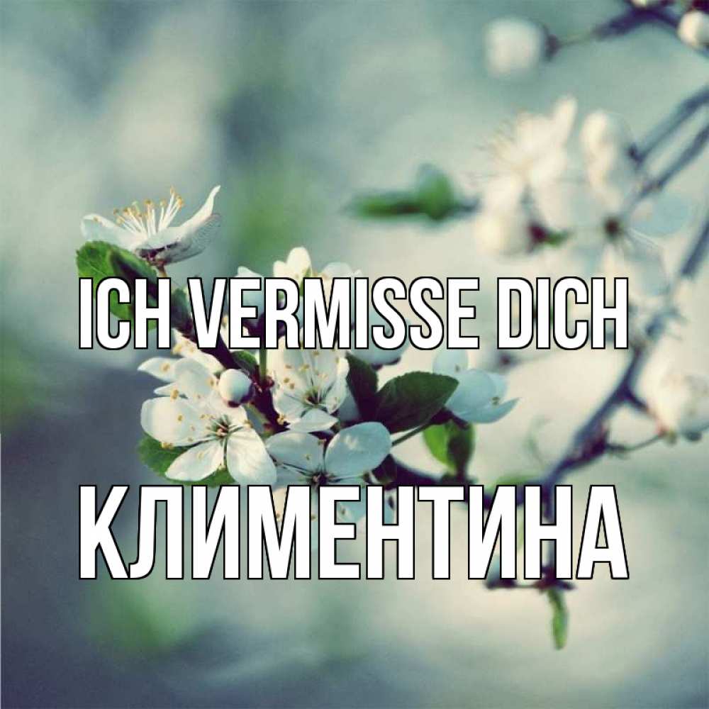 Открытка на каждый день с именем, Климентина Ich vermisse dich весна Прикольная открытка с пожеланием онлайн скачать бесплатно 