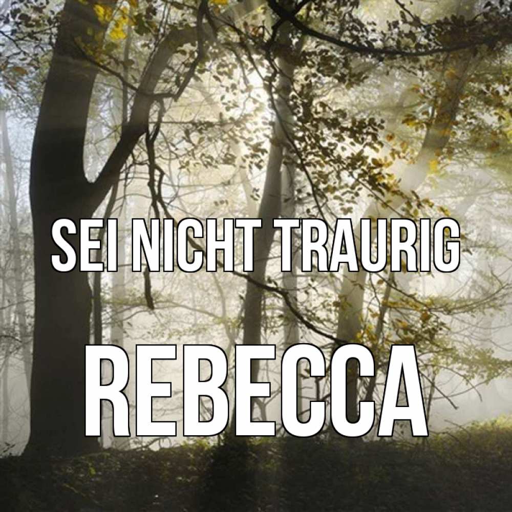 Открытка на каждый день с именем, Rebecca Sei nicht traurig лес и свет Прикольная открытка с пожеланием онлайн скачать бесплатно 