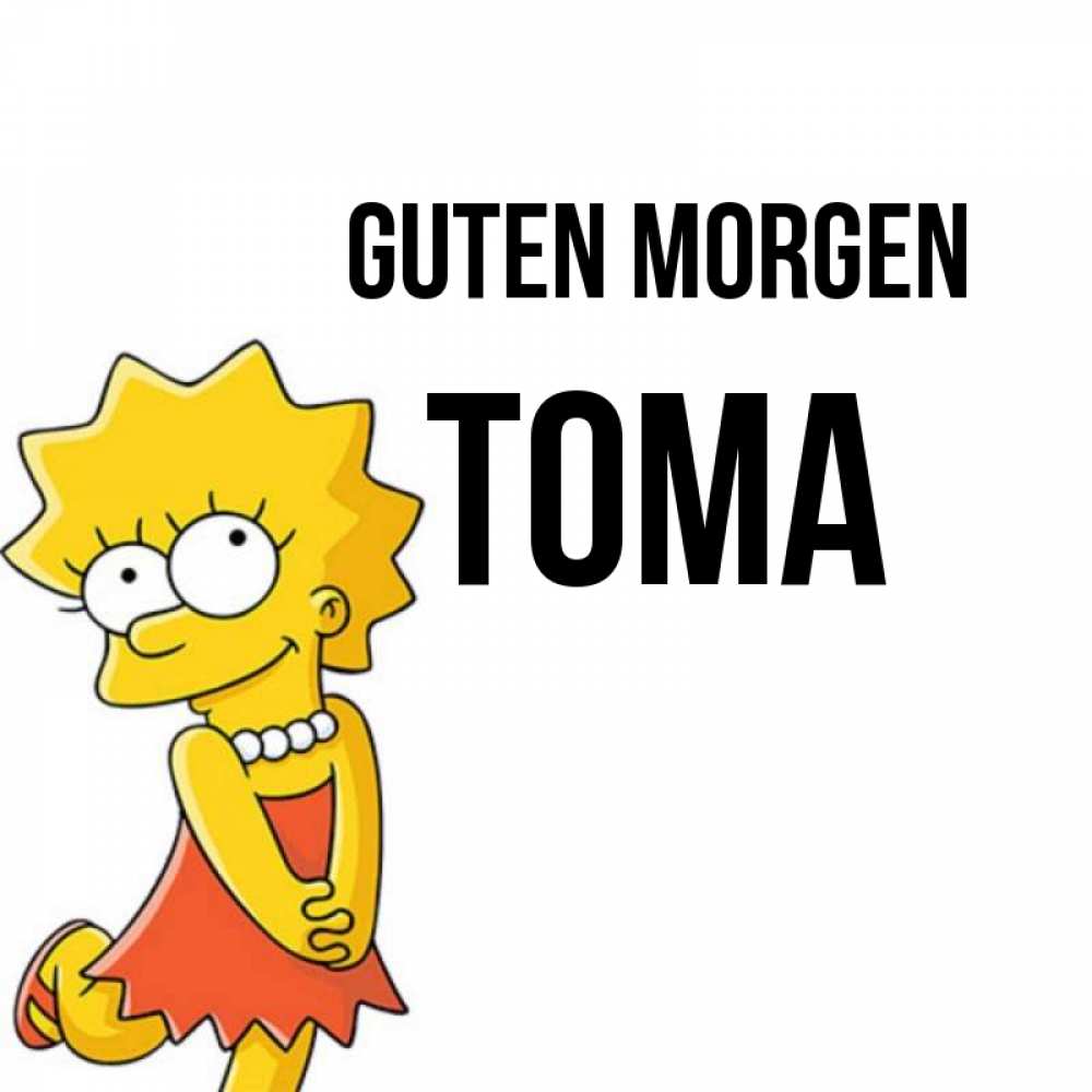 Открытка на каждый день с именем, Тома Guten Morgen в платье и ожерелье Прикольная открытка с пожеланием онлайн скачать бесплатно 