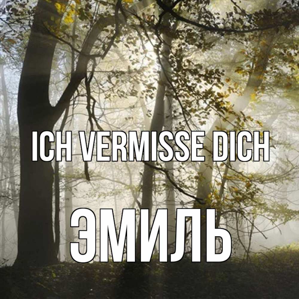 Открытка на каждый день с именем, Эмиль Ich vermisse dich грустно Прикольная открытка с пожеланием онлайн скачать бесплатно 