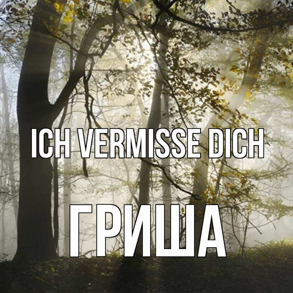 Открытка на каждый день с именем, Гриша Ich vermisse dich грустно Прикольная открытка с пожеланием онлайн скачать бесплатно 