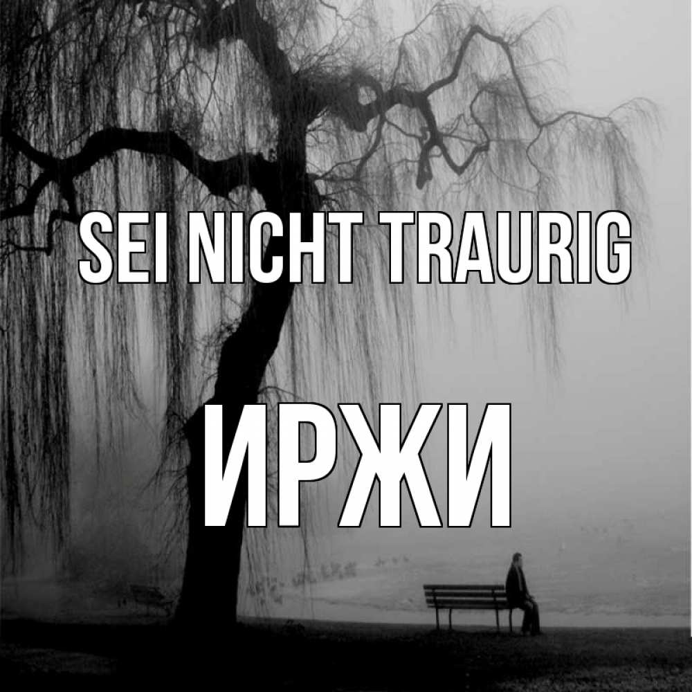 Открытка на каждый день с именем, Иржи Sei nicht traurig висящие ветки дерева и лавочка под деревом Прикольная открытка с пожеланием онлайн скачать бесплатно 