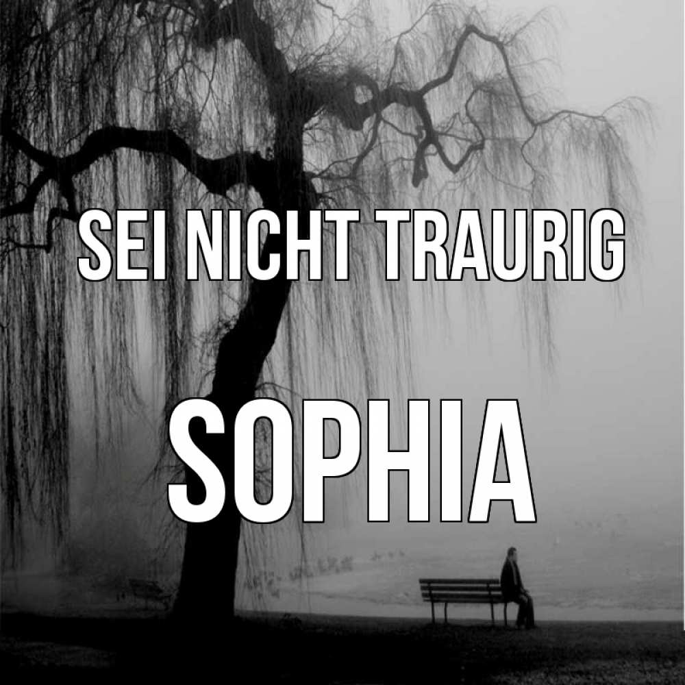 Открытка на каждый день с именем, Sophia Sei nicht traurig висящие ветки дерева и лавочка под деревом Прикольная открытка с пожеланием онлайн скачать бесплатно 