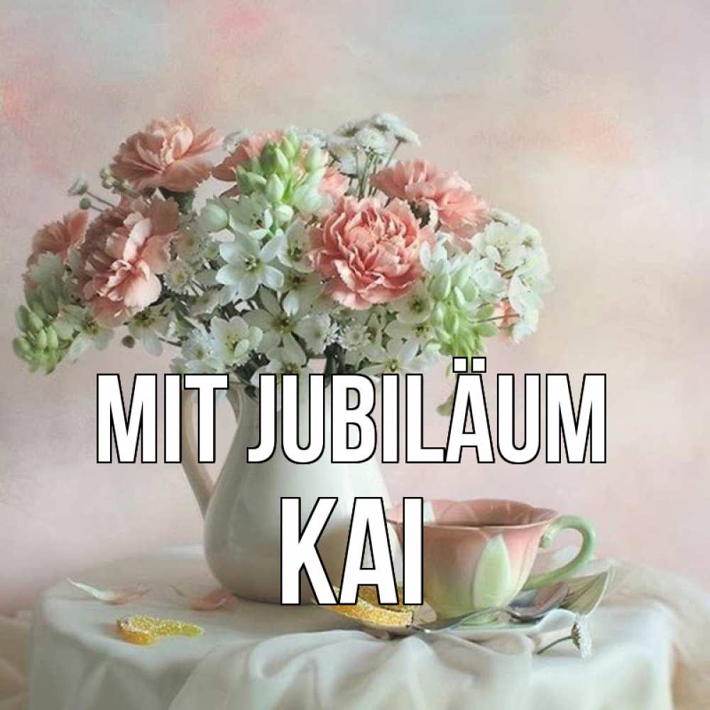 Открытка на каждый день с именем, Kai Mit Jubiläum с цветами Прикольная открытка с пожеланием онлайн скачать бесплатно 