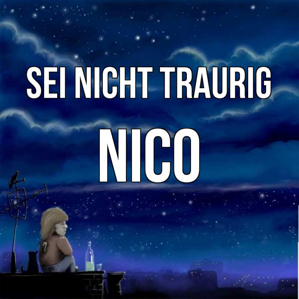 Открытка на каждый день с именем, Nico Sei nicht traurig город с крыши Прикольная открытка с пожеланием онлайн скачать бесплатно 