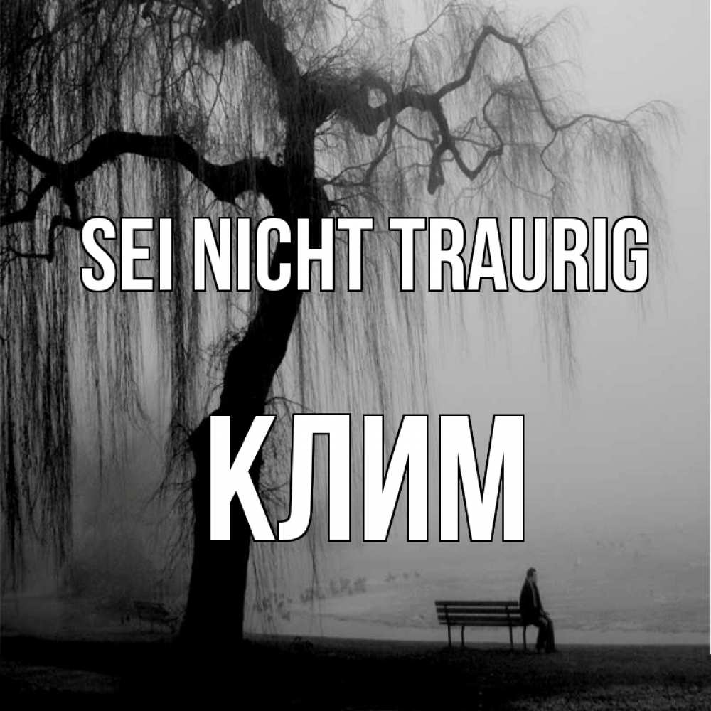 Открытка на каждый день с именем, Клим Sei nicht traurig висящие ветки дерева и лавочка под деревом Прикольная открытка с пожеланием онлайн скачать бесплатно 