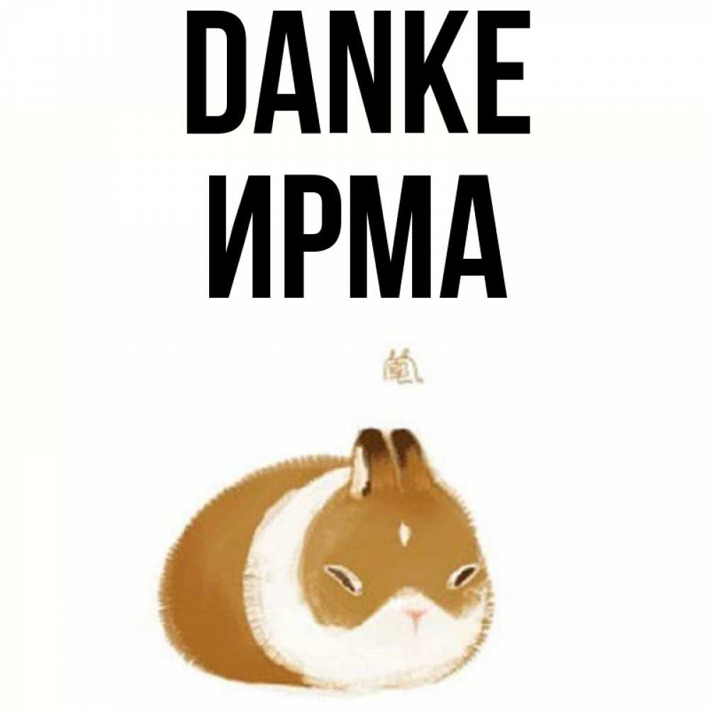 Открытка на каждый день с именем, Ирма Danke коричнево белый домашний питомец Прикольная открытка с пожеланием онлайн скачать бесплатно 