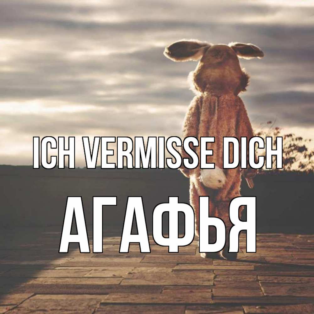 Открытка на каждый день с именем, Агафья Ich vermisse dich даже в костюме зайца Прикольная открытка с пожеланием онлайн скачать бесплатно 