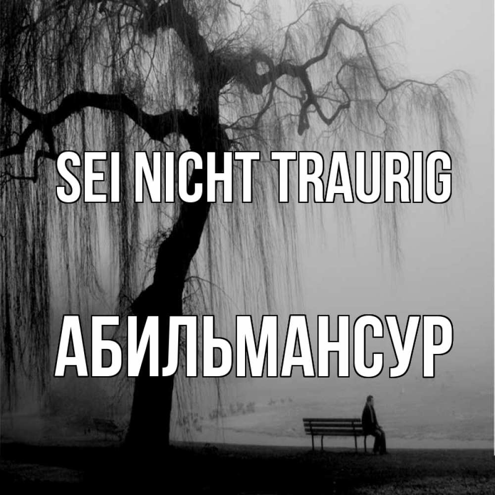 Открытка на каждый день с именем, Абильмансур Sei nicht traurig висящие ветки дерева и лавочка под деревом Прикольная открытка с пожеланием онлайн скачать бесплатно 