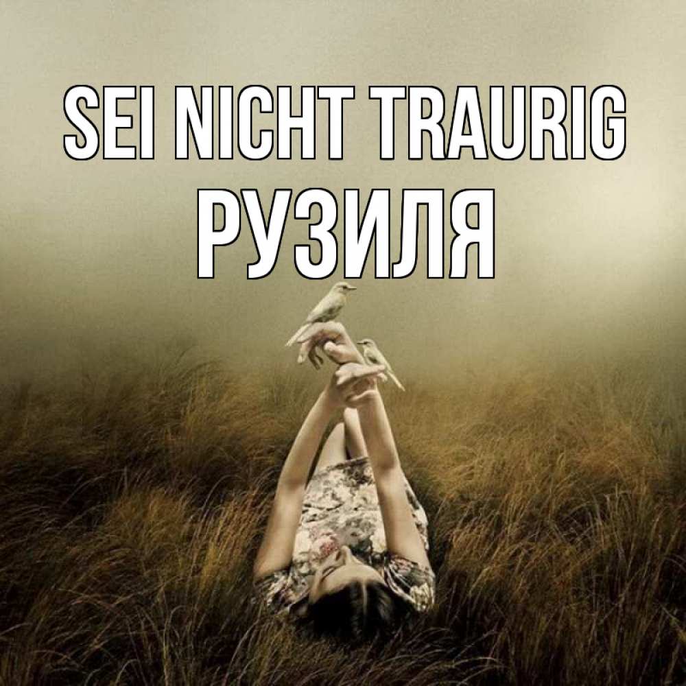 Открытка на каждый день с именем, Рузиля Sei nicht traurig поле и туман Прикольная открытка с пожеланием онлайн скачать бесплатно 