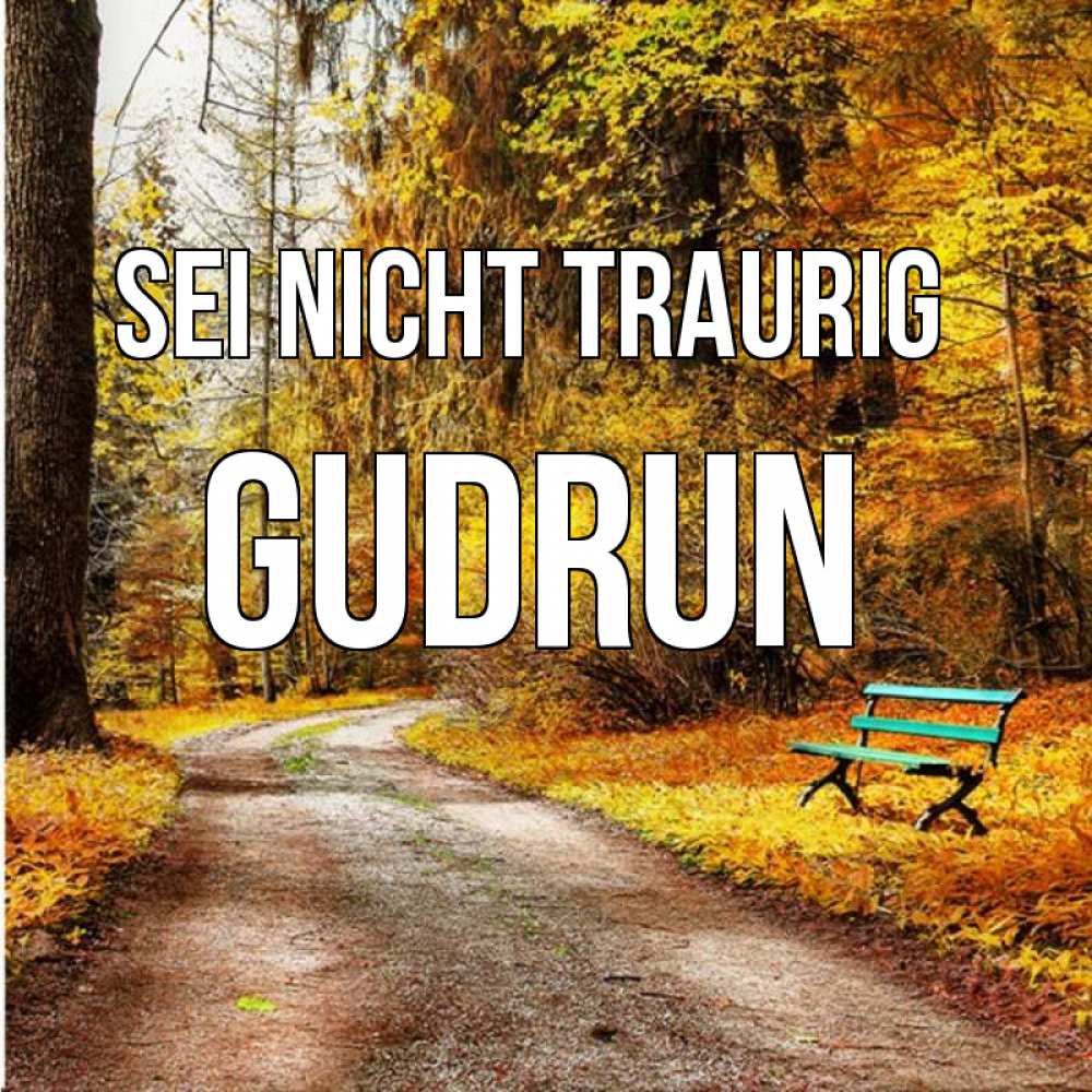 Открытка на каждый день с именем, Gudrun Sei nicht traurig зеленая лавочка Прикольная открытка с пожеланием онлайн скачать бесплатно 