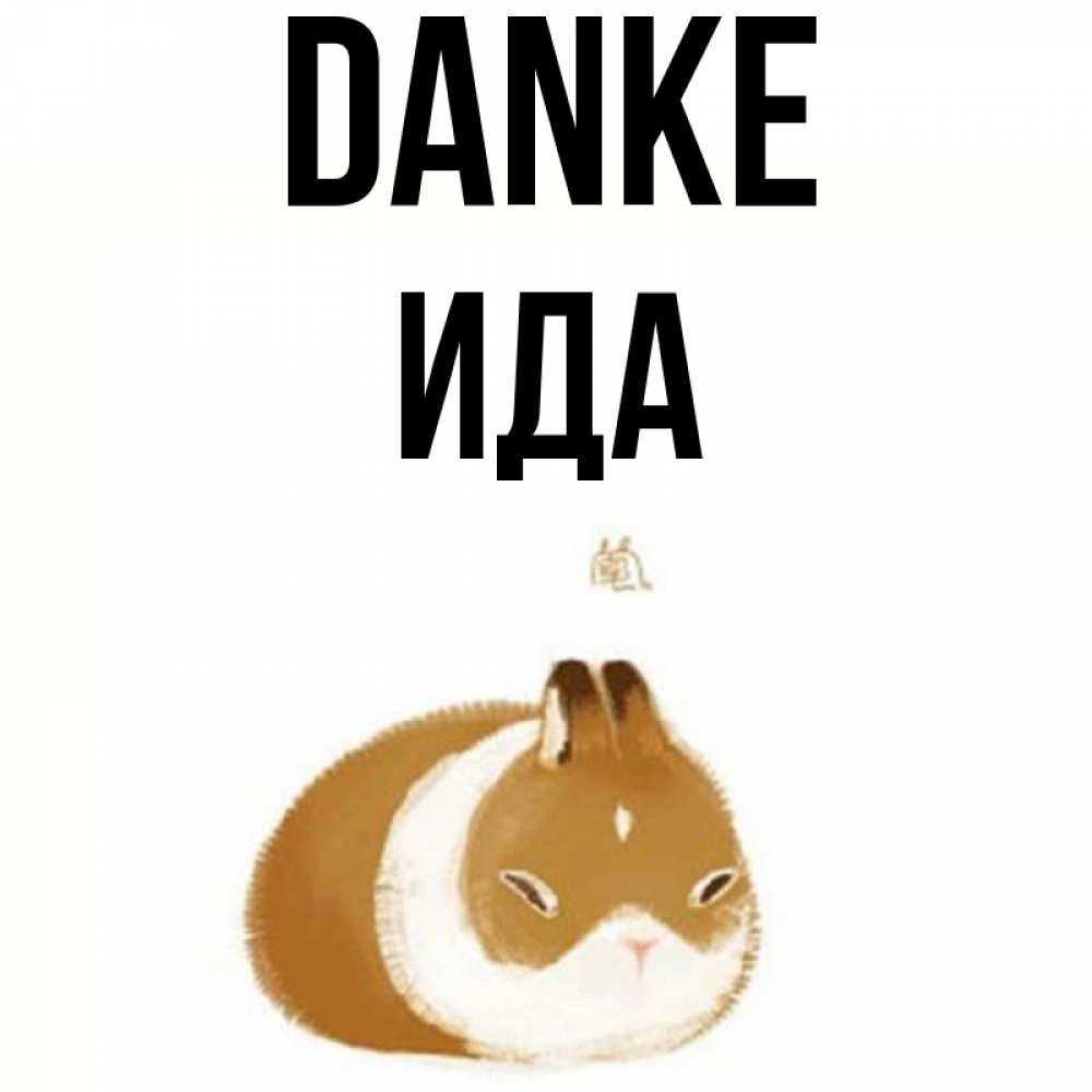 Открытка на каждый день с именем, Ида Danke коричнево белый домашний питомец Прикольная открытка с пожеланием онлайн скачать бесплатно 