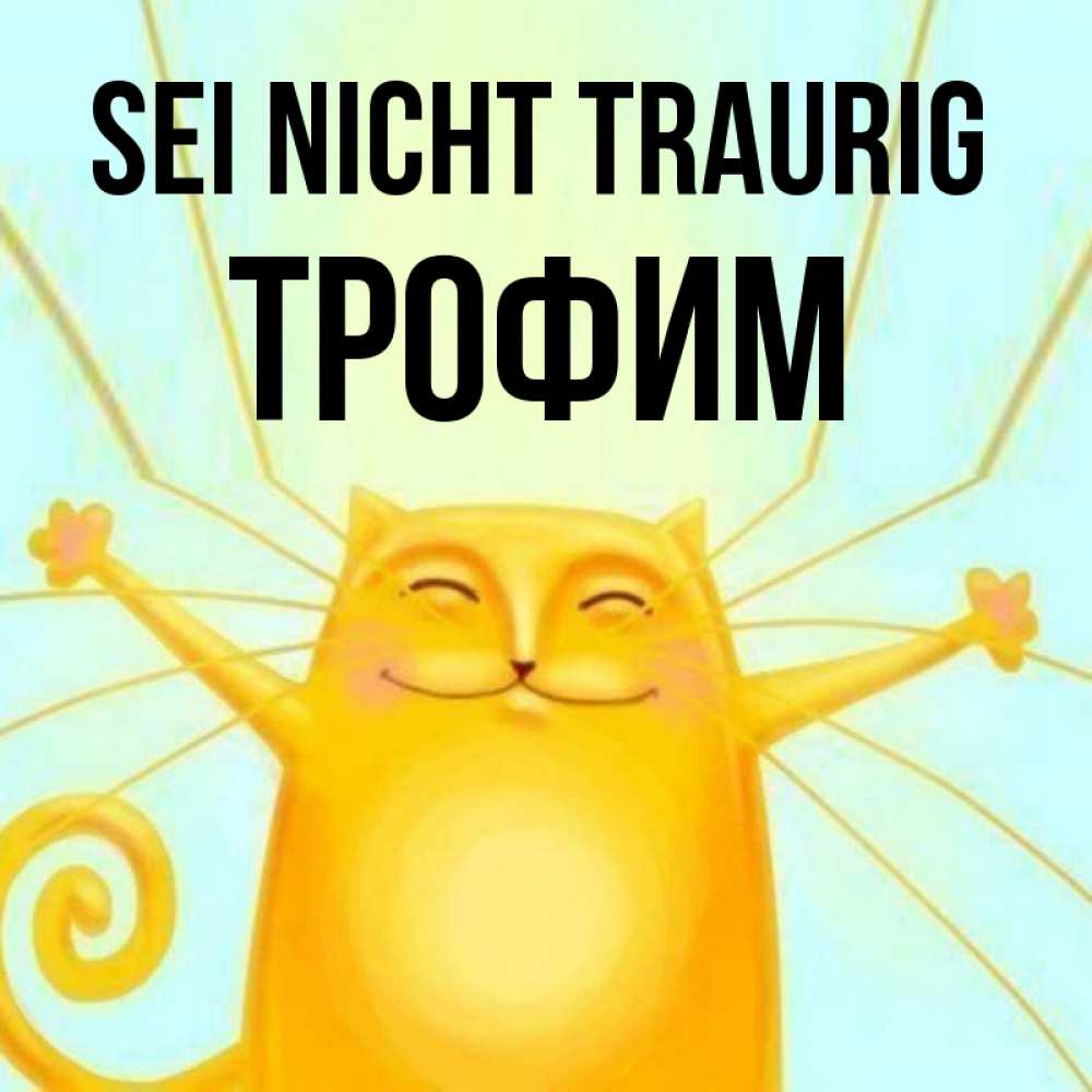 Открытка на каждый день с именем, Трофим Sei nicht traurig обнимашки усатые Прикольная открытка с пожеланием онлайн скачать бесплатно 