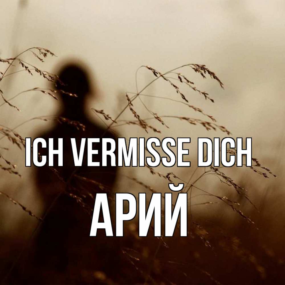 Открытка на каждый день с именем, Арий Ich vermisse dich силуэт девушки Прикольная открытка с пожеланием онлайн скачать бесплатно 