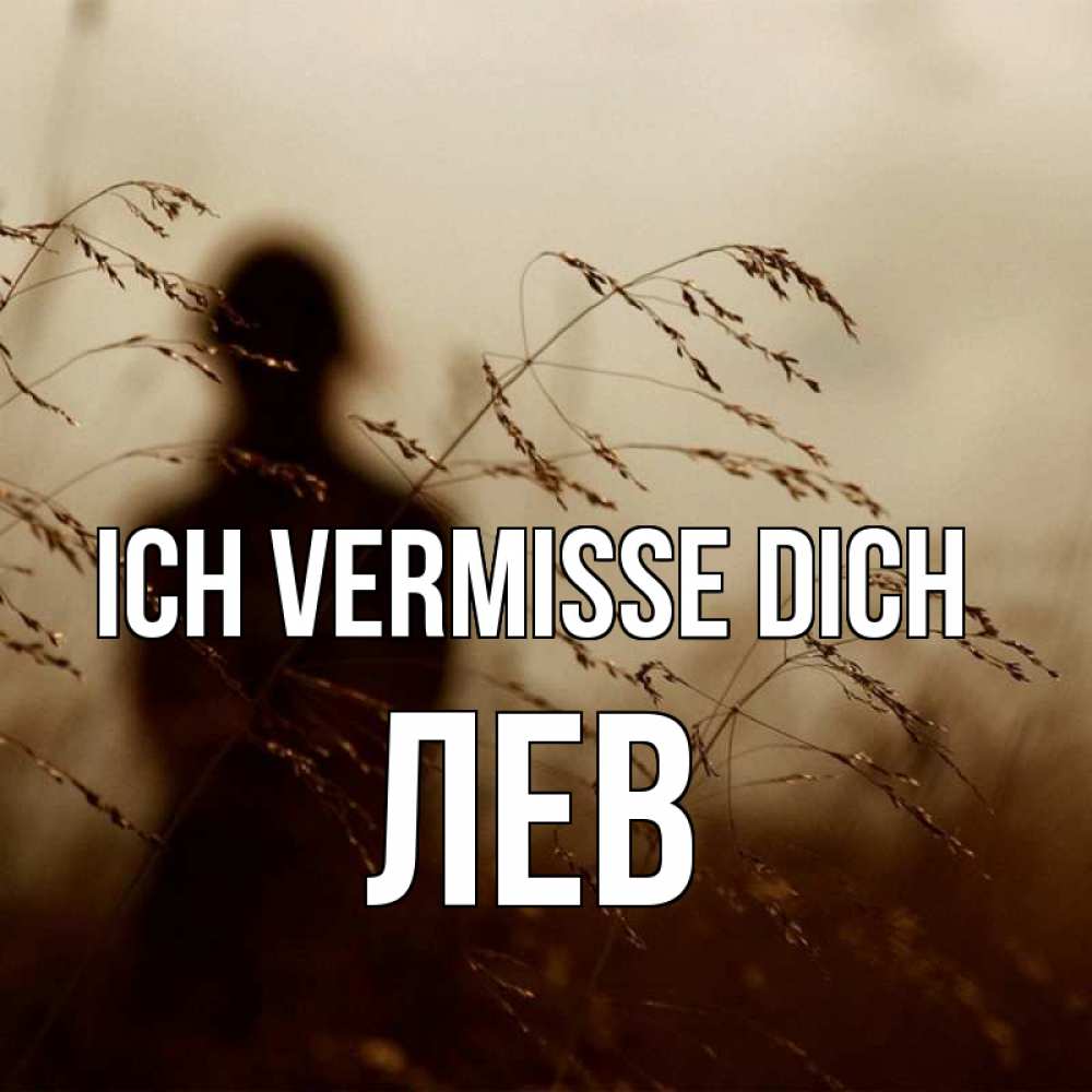 Открытка на каждый день с именем, Лев Ich vermisse dich силуэт девушки Прикольная открытка с пожеланием онлайн скачать бесплатно 