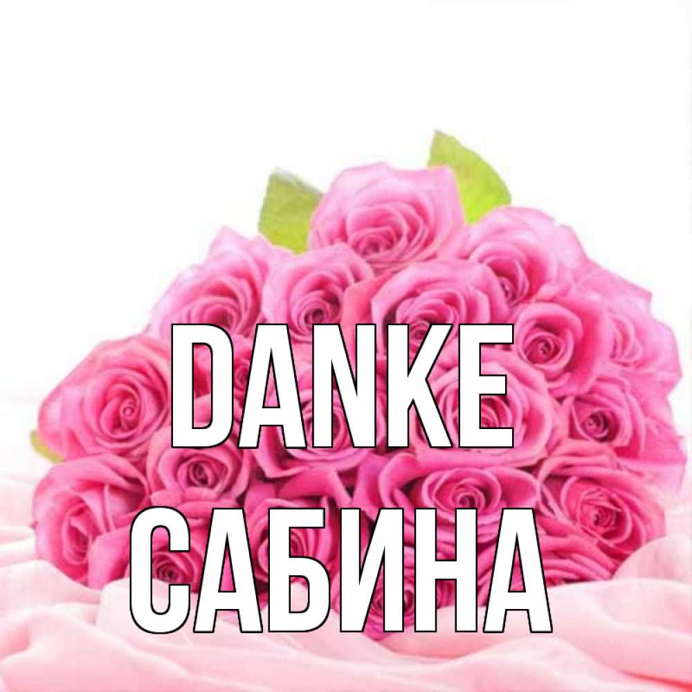 Открытка на каждый день с именем, Сабина Danke розовые розы с подписью Прикольная открытка с пожеланием онлайн скачать бесплатно 