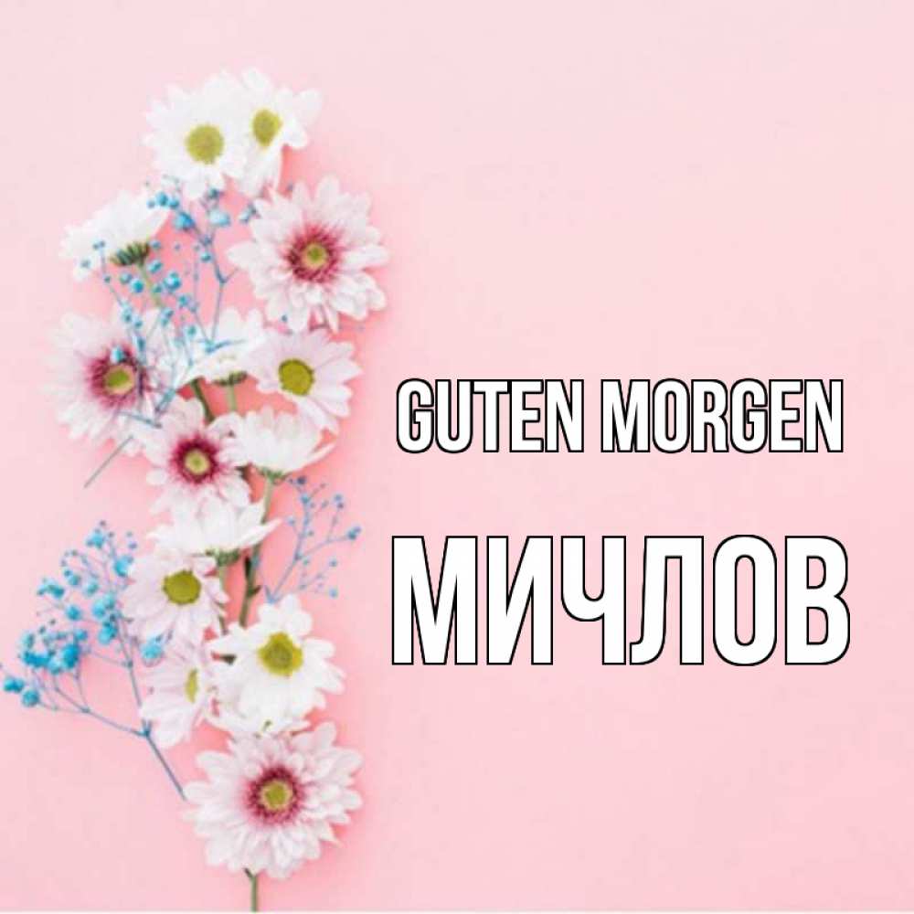 Открытка на каждый день с именем, Мичлов Guten Morgen цветы с подписью Прикольная открытка с пожеланием онлайн скачать бесплатно 
