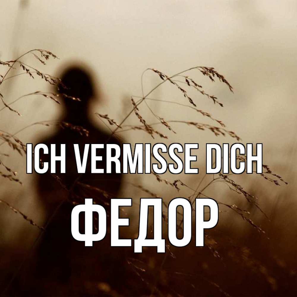 Открытка на каждый день с именем, Федор Ich vermisse dich силуэт девушки Прикольная открытка с пожеланием онлайн скачать бесплатно 
