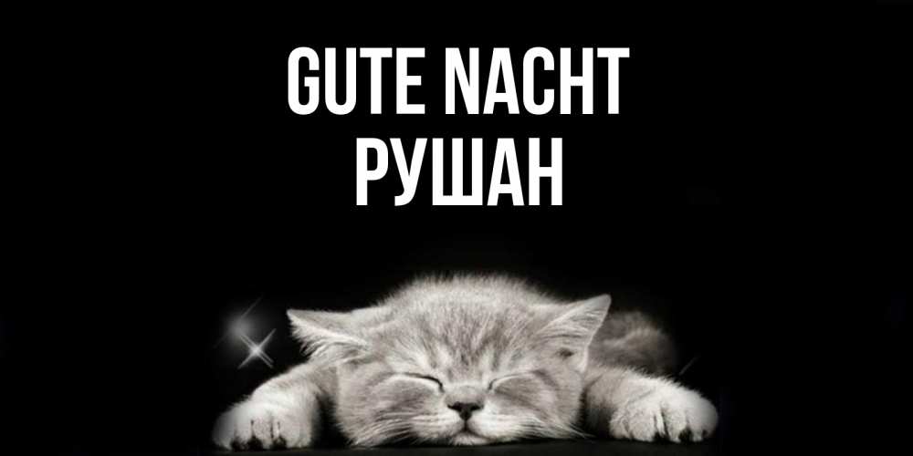 Открытка на каждый день с именем, Рушан Gute Nacht спящий котик Прикольная открытка с пожеланием онлайн скачать бесплатно 