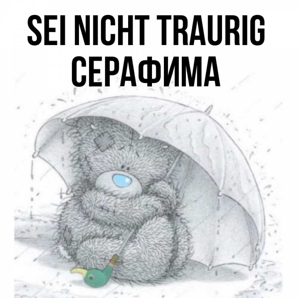 Открытка на каждый день с именем, Серафима Sei nicht traurig спасите мишку Тедди Прикольная открытка с пожеланием онлайн скачать бесплатно 