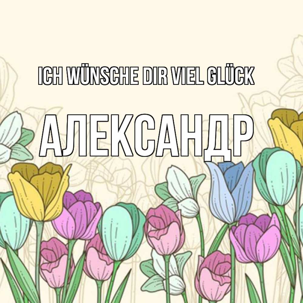Открытка на каждый день с именем, Александр Ich wünsche dir viel Glück тюльпаны Прикольная открытка с пожеланием онлайн скачать бесплатно 