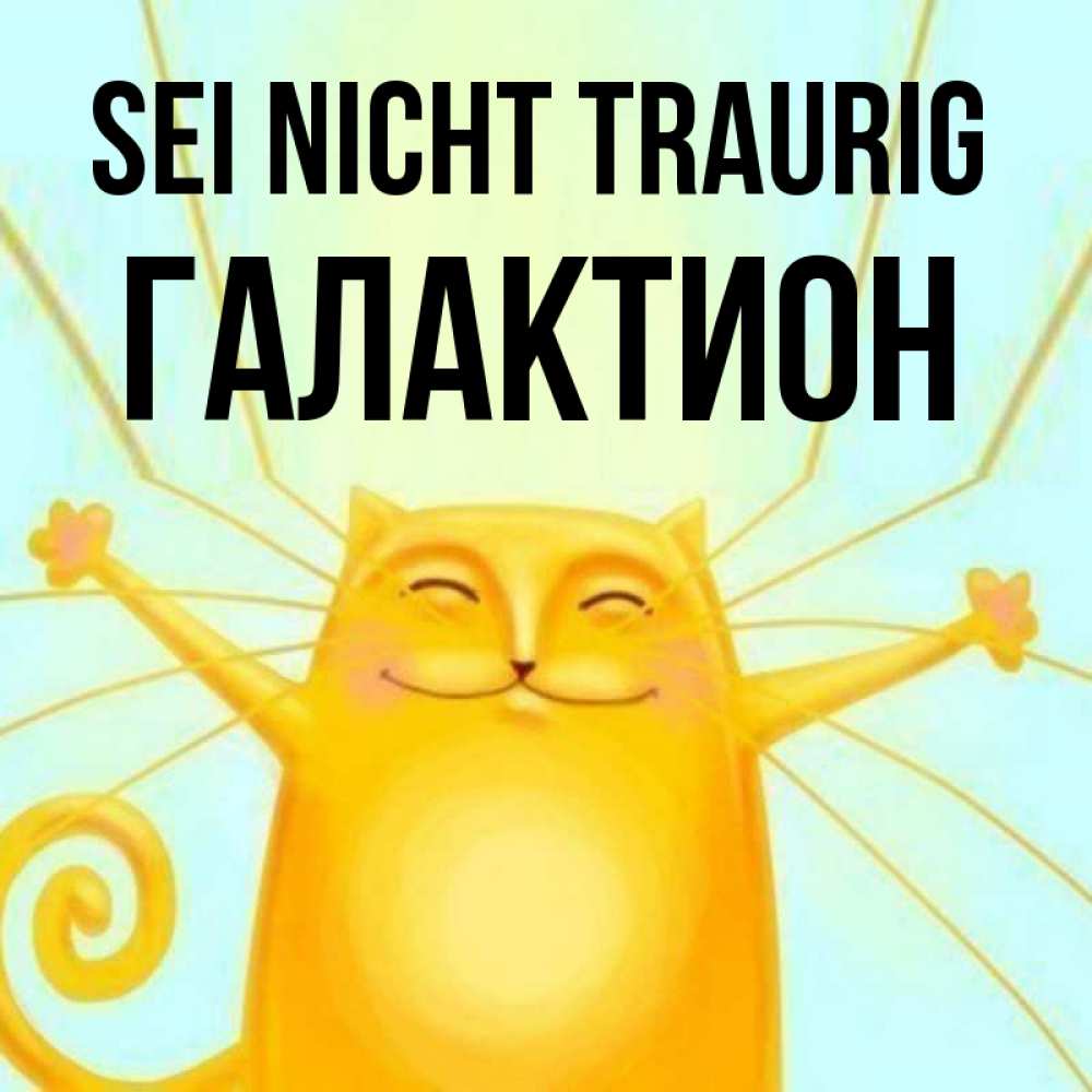 Открытка на каждый день с именем, Галактион Sei nicht traurig обнимашки усатые Прикольная открытка с пожеланием онлайн скачать бесплатно 