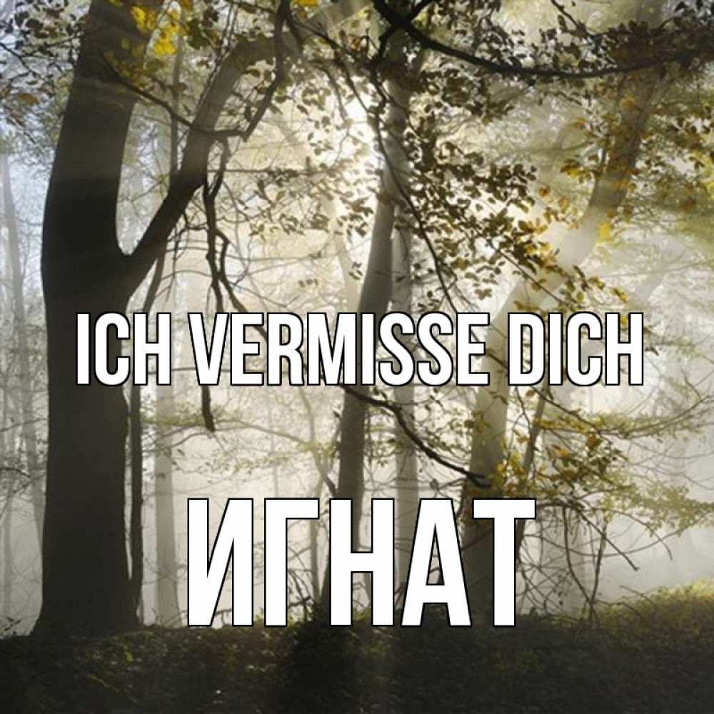 Открытка на каждый день с именем, Игнат Ich vermisse dich грустно Прикольная открытка с пожеланием онлайн скачать бесплатно 