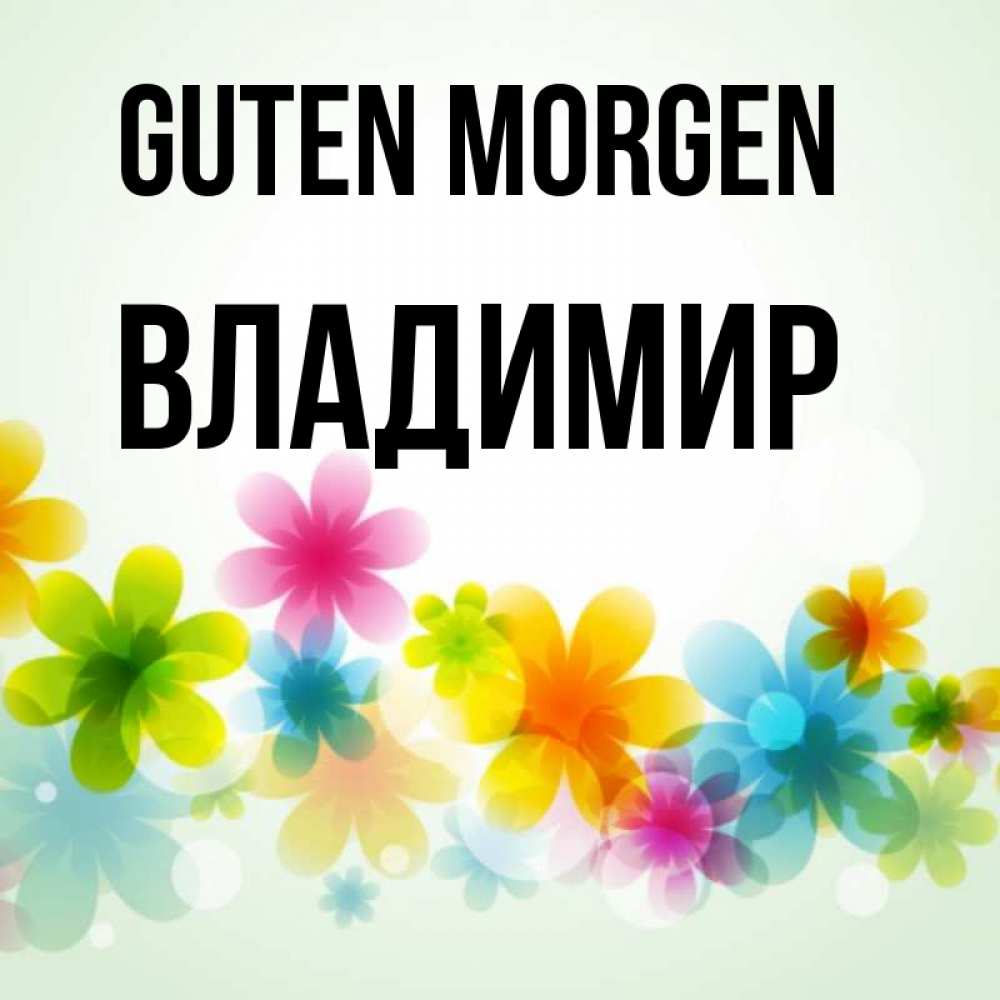 Открытка на каждый день с именем, Владимир Guten Morgen позитивные цветочки Прикольная открытка с пожеланием онлайн скачать бесплатно 