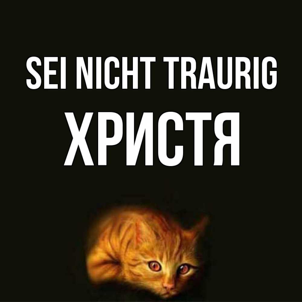 Открытка на каждый день с именем, Христя Sei nicht traurig лежащий кот в темноте Прикольная открытка с пожеланием онлайн скачать бесплатно 