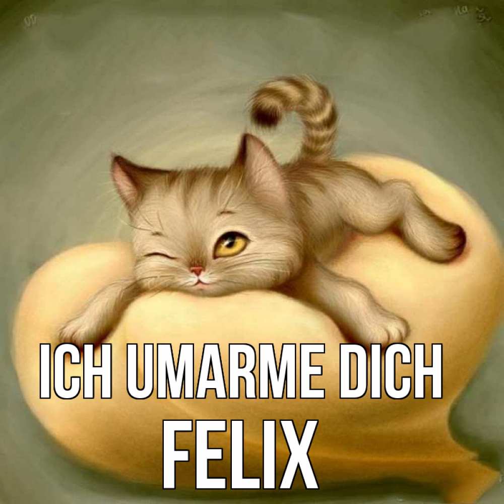 Открытка на каждый день с именем, Felix Ich umarme dich кошечка Прикольная открытка с пожеланием онлайн скачать бесплатно 