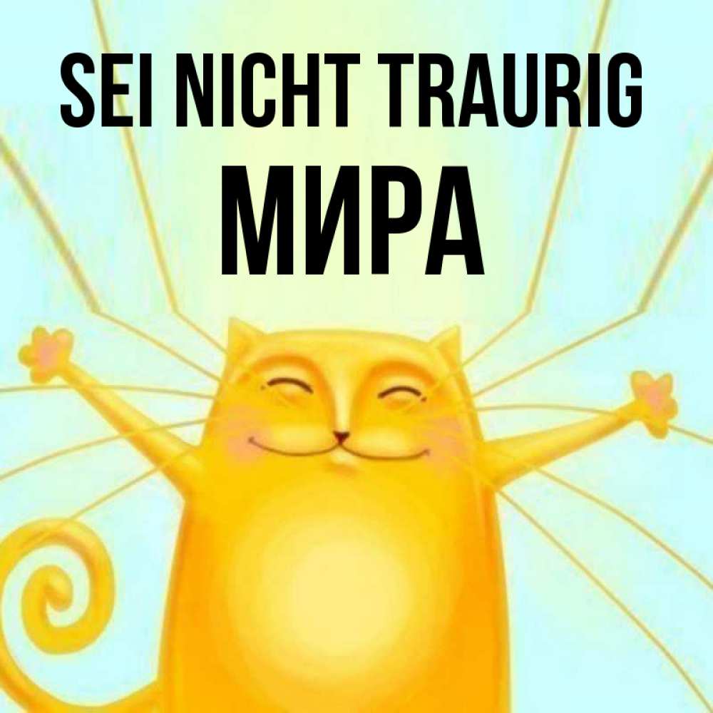Открытка на каждый день с именем, Мира Sei nicht traurig обнимашки усатые Прикольная открытка с пожеланием онлайн скачать бесплатно 