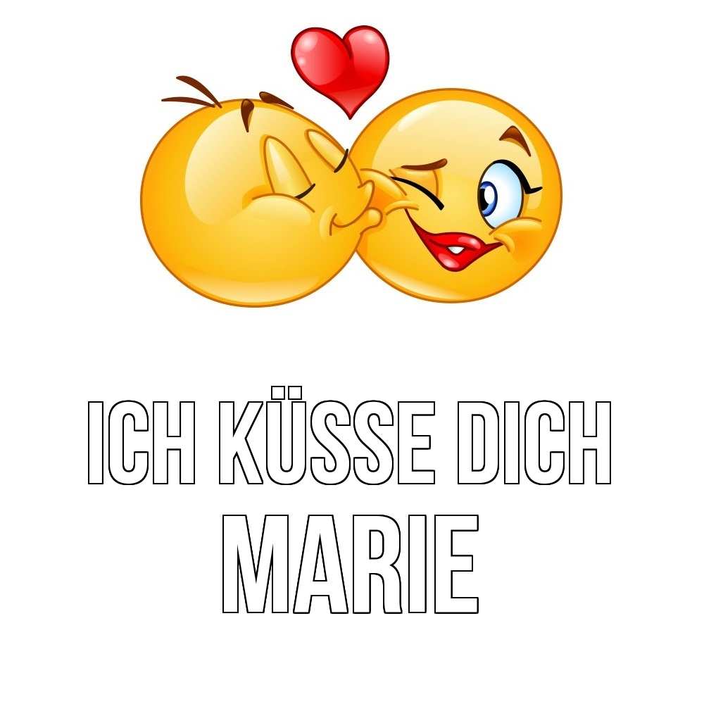 Открытка на каждый день с именем, Marie Ich küsse dich губы и белые зубы Прикольная открытка с пожеланием онлайн скачать бесплатно 
