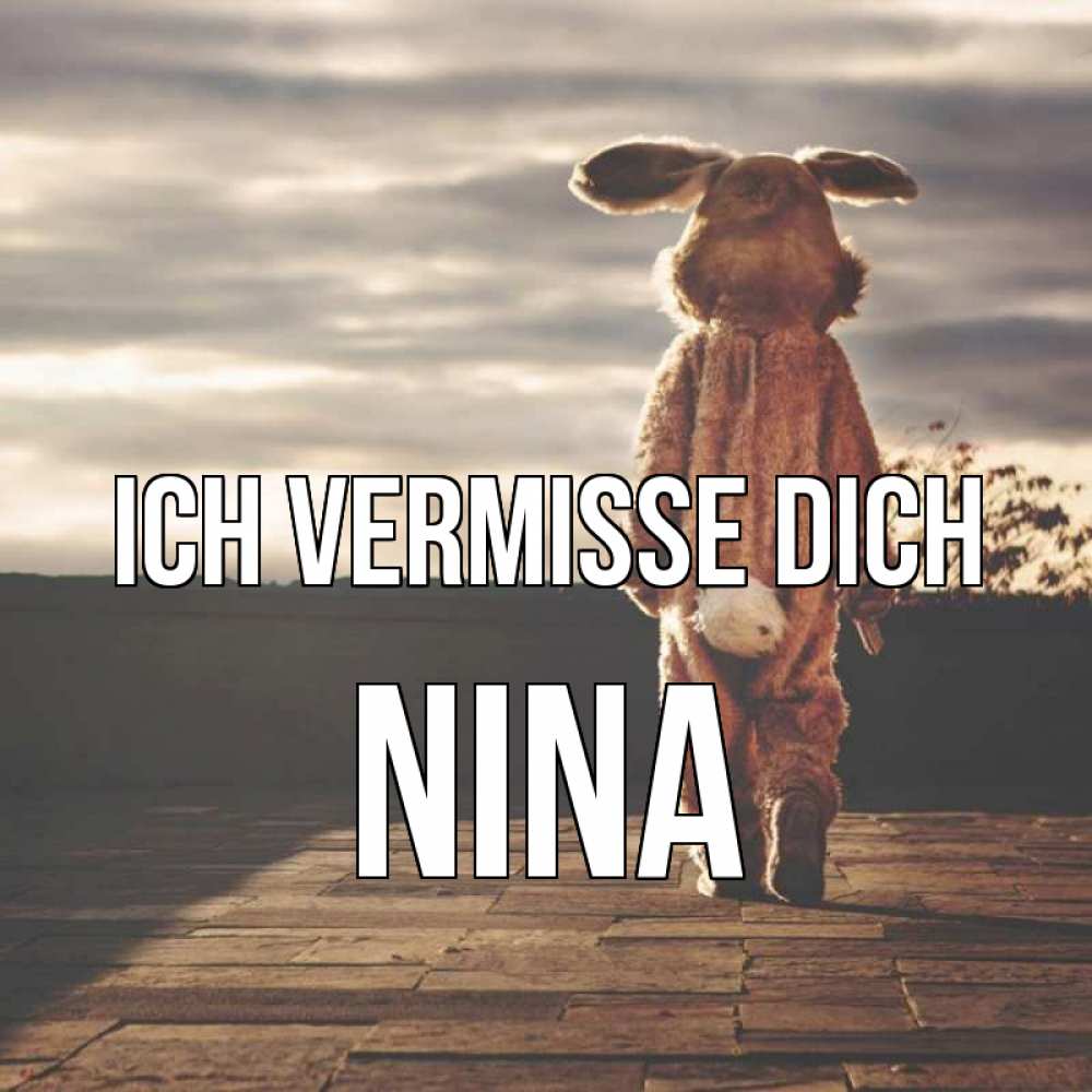 Открытка на каждый день с именем, Nina Ich vermisse dich даже в костюме зайца Прикольная открытка с пожеланием онлайн скачать бесплатно 