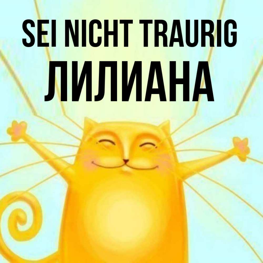 Открытка на каждый день с именем, Лилиана Sei nicht traurig обнимашки усатые Прикольная открытка с пожеланием онлайн скачать бесплатно 