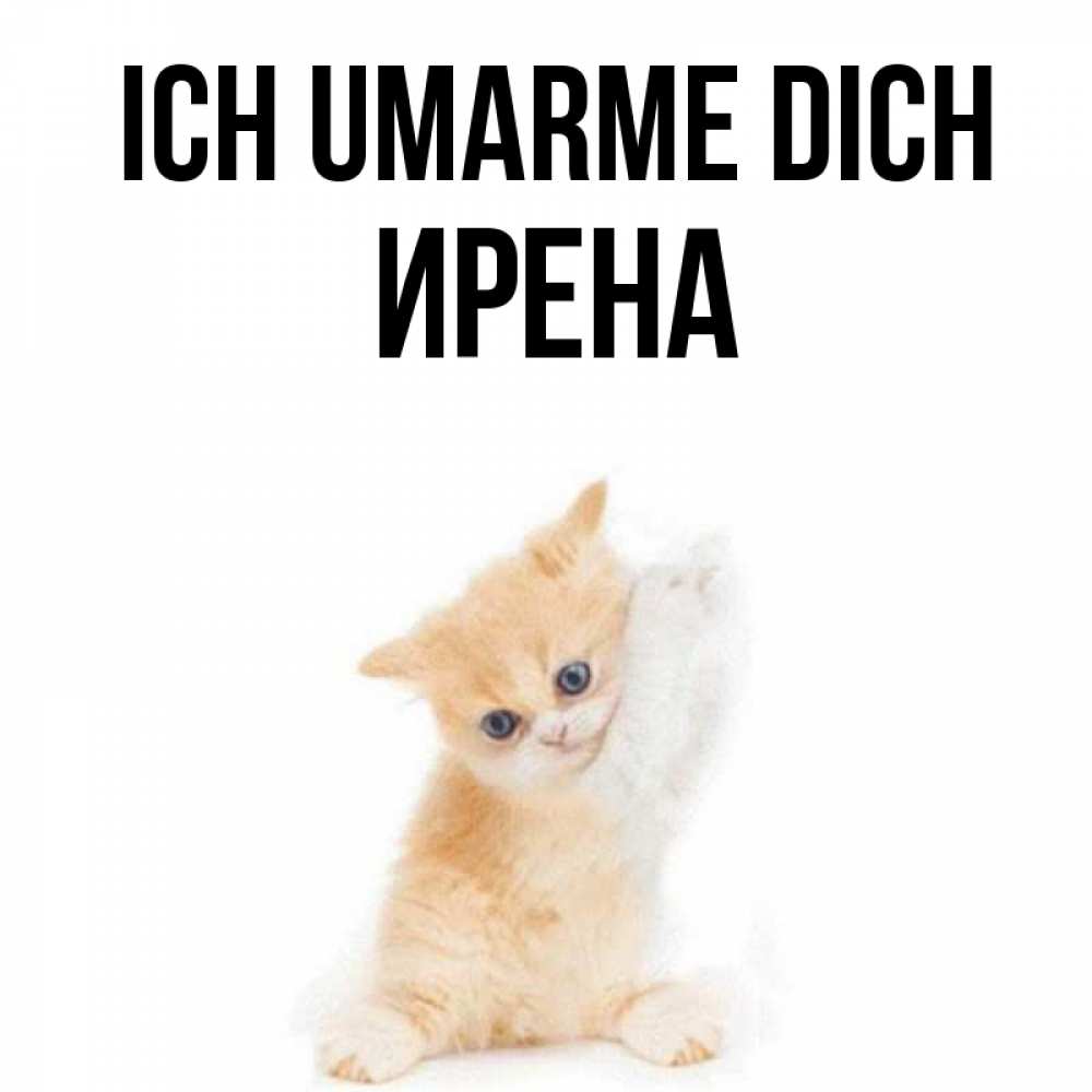 Открытка на каждый день с именем, Ирена Ich umarme dich я хочу очень скорее обнимаешек Прикольная открытка с пожеланием онлайн скачать бесплатно 