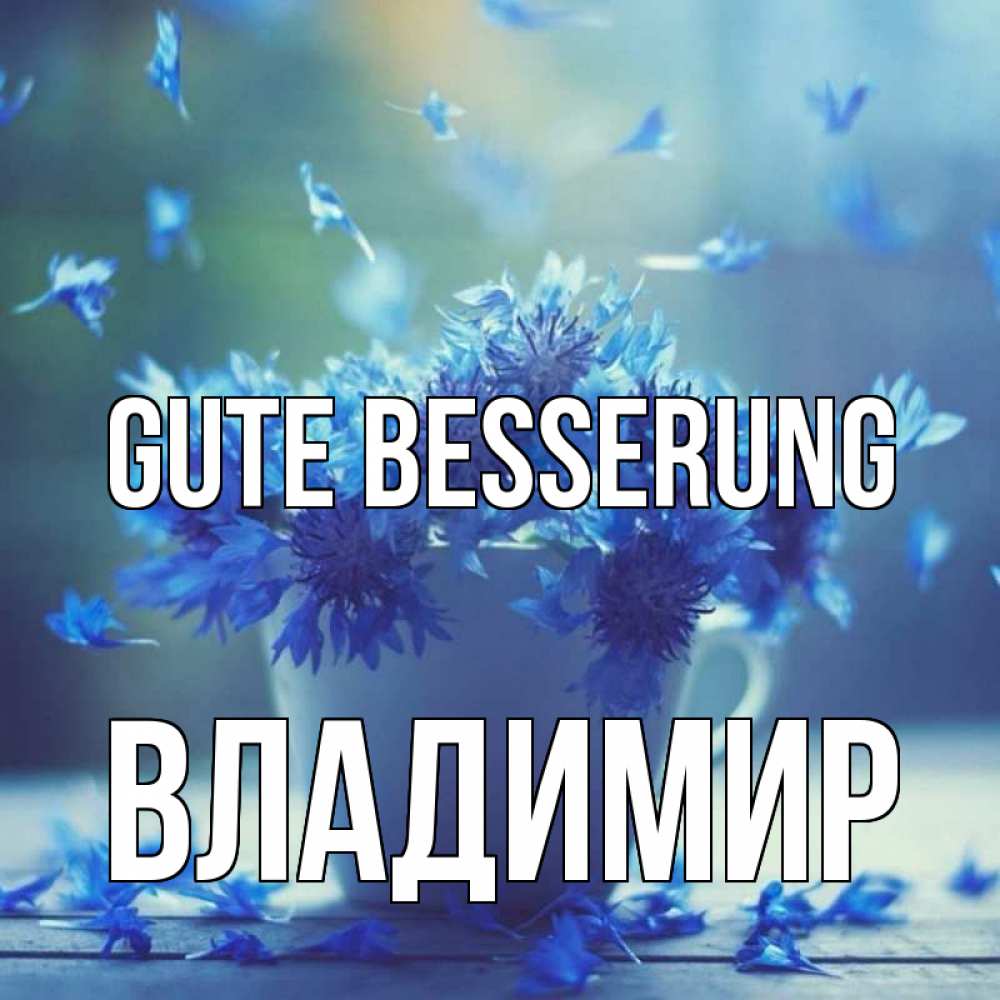 Открытка на каждый день с именем, Владимир Gute Besserung кружка с зельем и цветами Прикольная открытка с пожеланием онлайн скачать бесплатно 