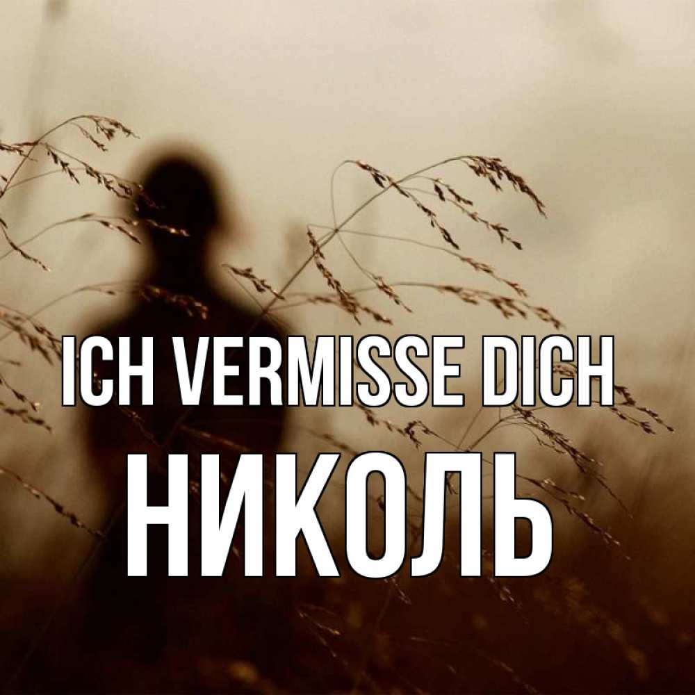 Открытка на каждый день с именем, Николь Ich vermisse dich силуэт девушки Прикольная открытка с пожеланием онлайн скачать бесплатно 