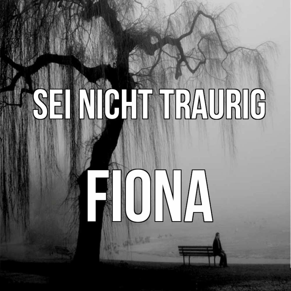 Открытка на каждый день с именем, Fiona Sei nicht traurig висящие ветки дерева и лавочка под деревом Прикольная открытка с пожеланием онлайн скачать бесплатно 