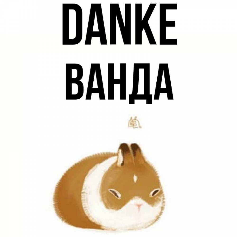 Открытка на каждый день с именем, Ванда Danke коричнево белый домашний питомец Прикольная открытка с пожеланием онлайн скачать бесплатно 