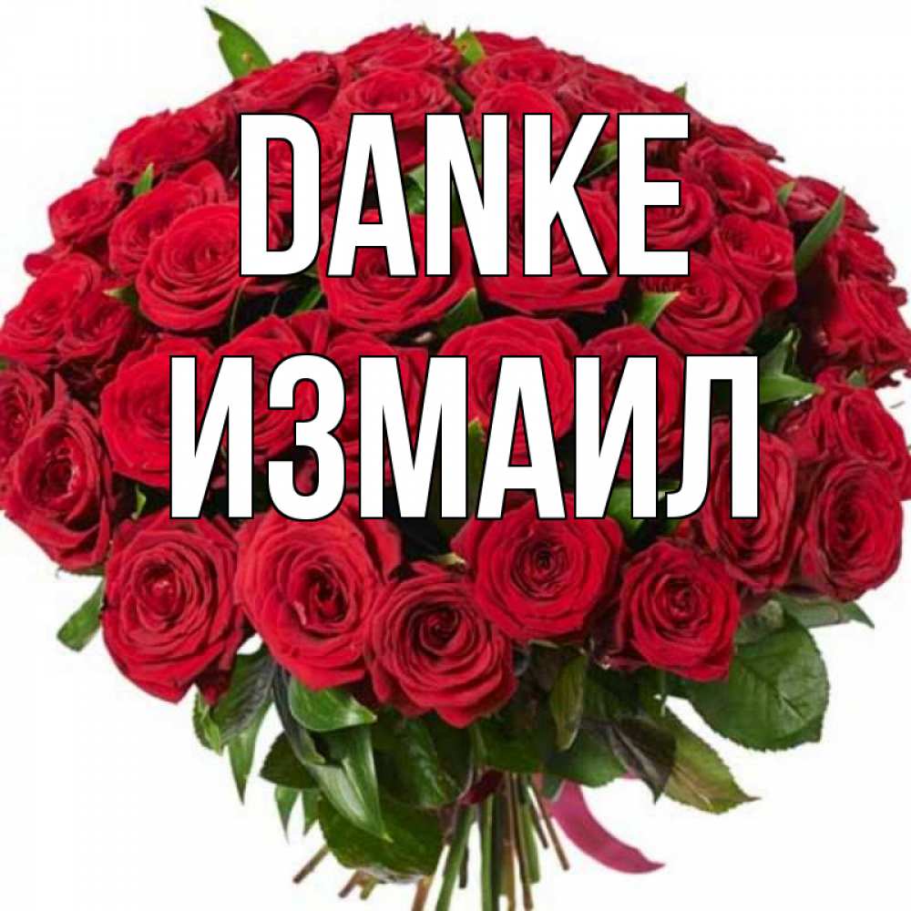 Открытка на каждый день с именем, Измаил Danke букет красных роз Прикольная открытка с пожеланием онлайн скачать бесплатно 