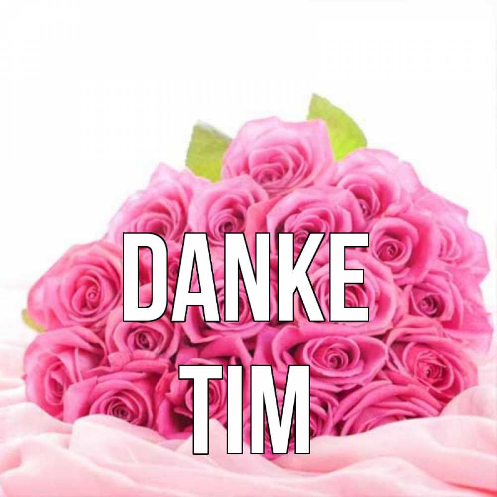 Открытка на каждый день с именем, Tim Danke розовые розы с подписью Прикольная открытка с пожеланием онлайн скачать бесплатно 