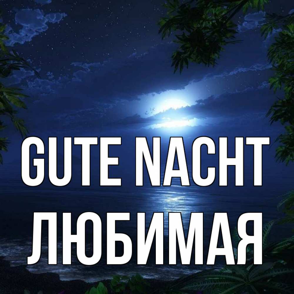 Открытка на каждый день с именем, Любимая Gute Nacht тропический остров Прикольная открытка с пожеланием онлайн скачать бесплатно 